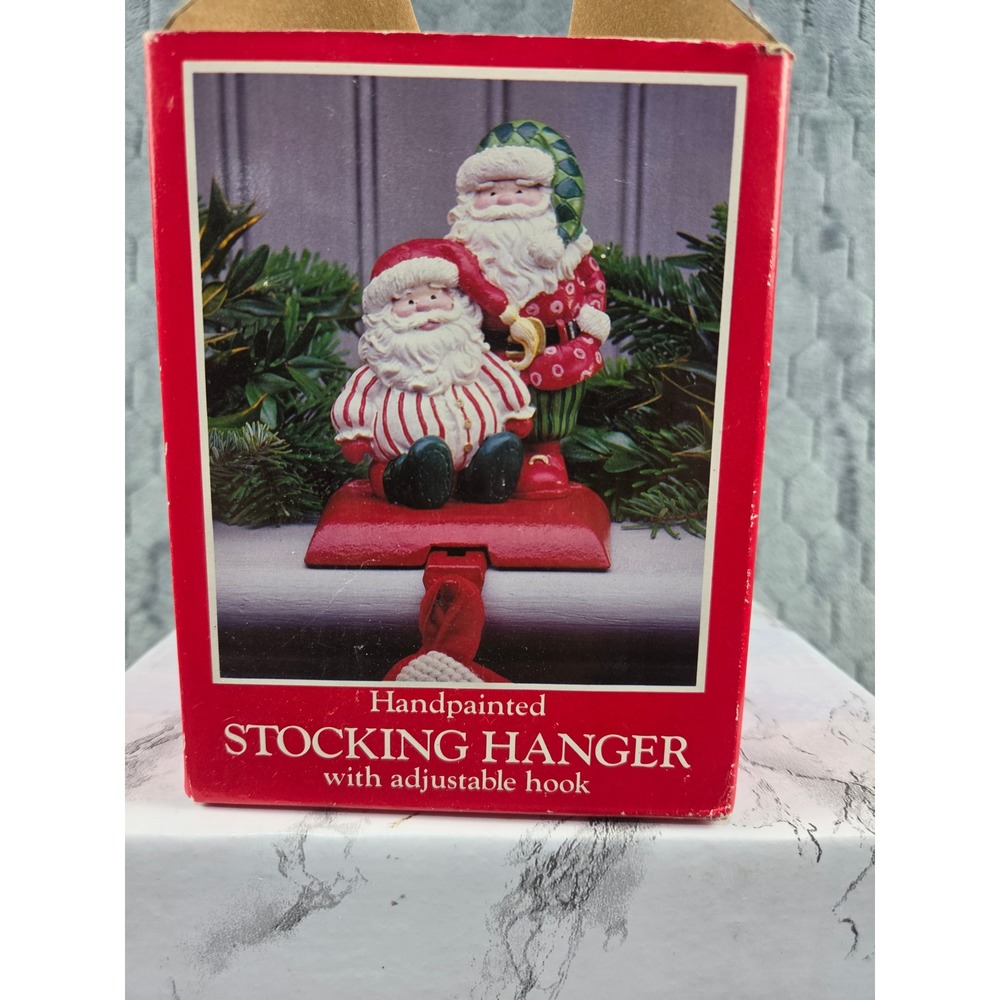Potpourri Designs Santa Duet Stocking Hanger Adjustable Hook Vintage 1994 959546